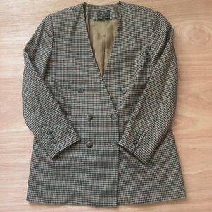 VTG Charter Club 100% wool jacket blazer size 8 houndstooth double breasted